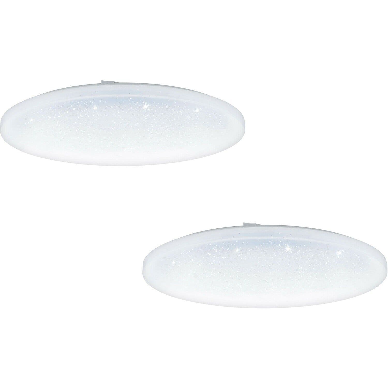 2 PACK Wall Flush Ceiling Light White Shade White Plastic Crystal Effect LED