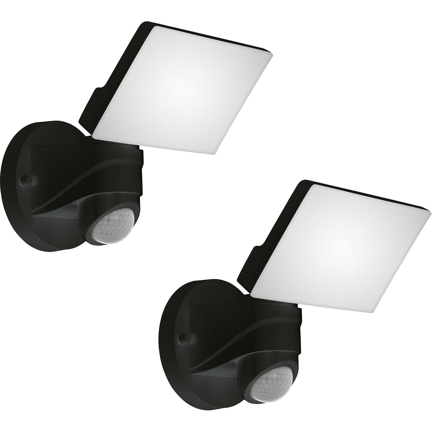 2 PACK IP44 Outdoor Wall Light & PIR Sensor Plastic 13W LED Lamp