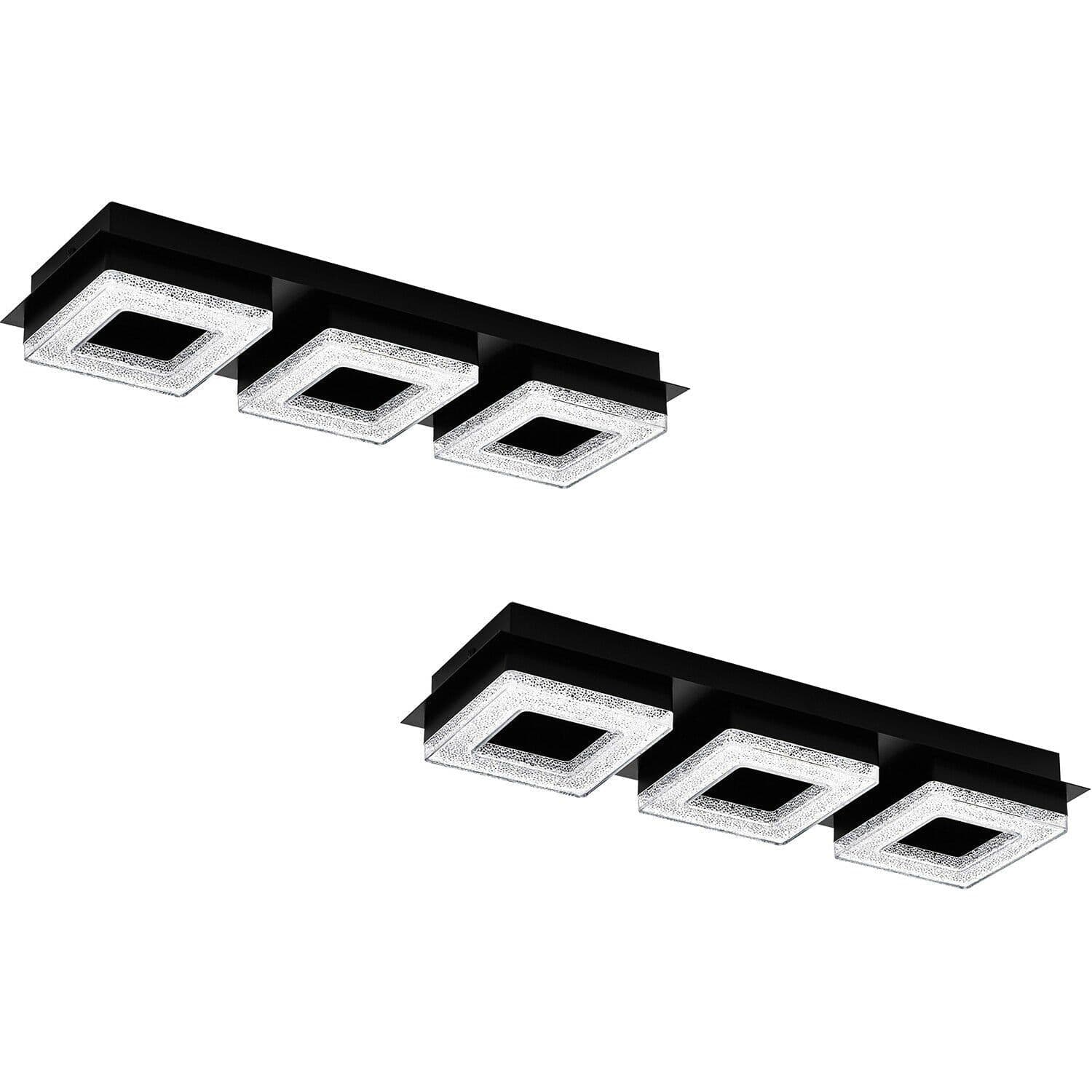 2 PACK Wall Flush Ceiling Light Shade Clear Plastic Crystal LED 3x4W