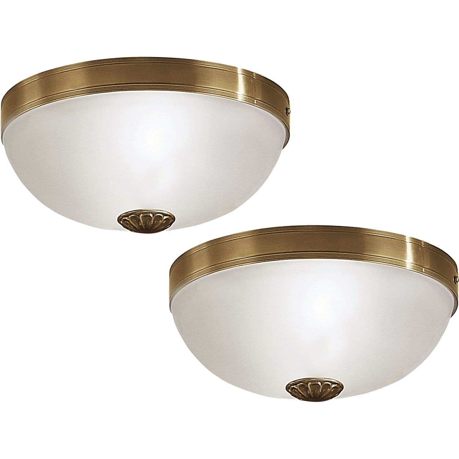 2 PACK Wall Flush Ceiling Light Colour Bronzed Shade White Satin Glass E27 60W