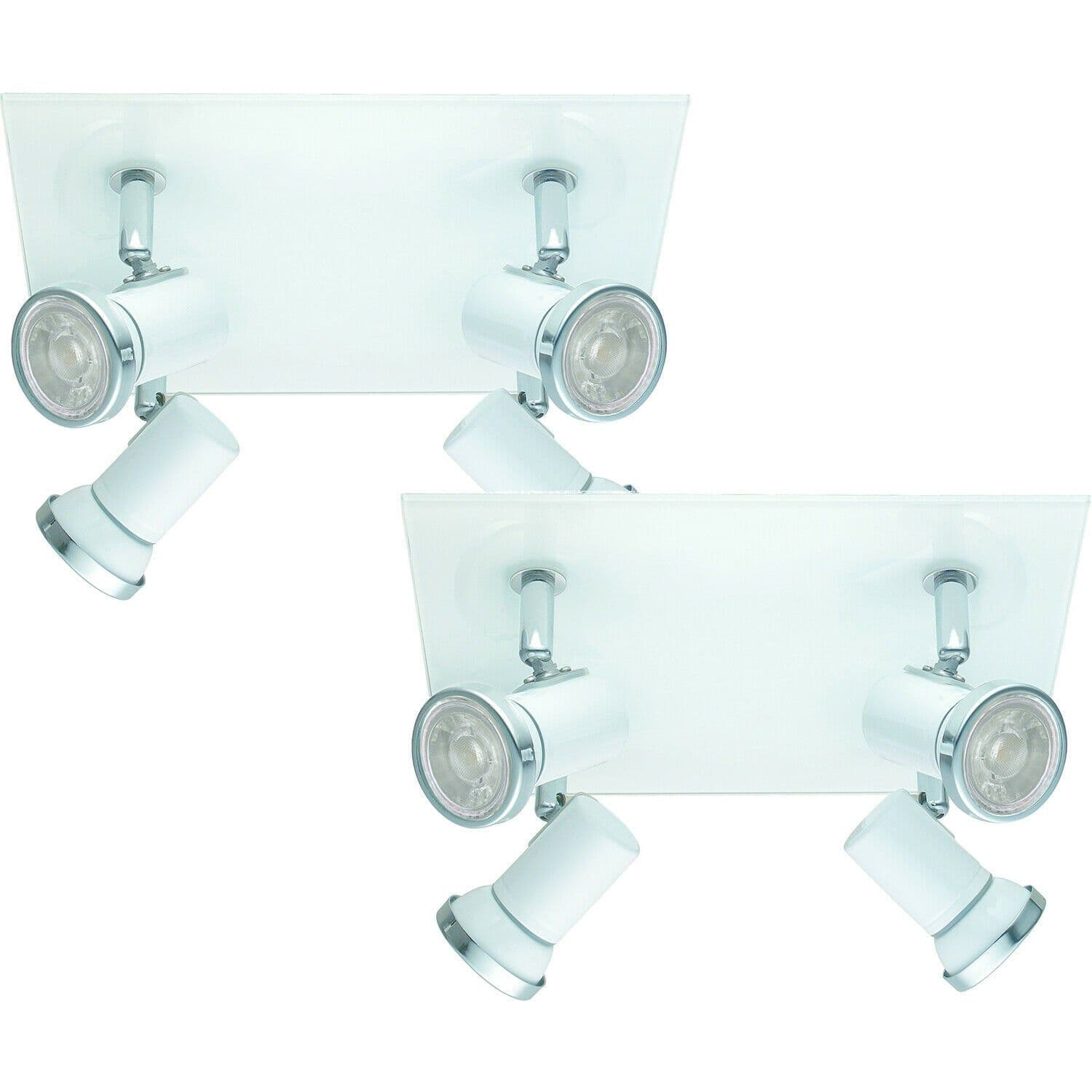 2 PACK Wall Flush Ceiling Light IP44 Bathroom Chrome GU10 4x3.3W