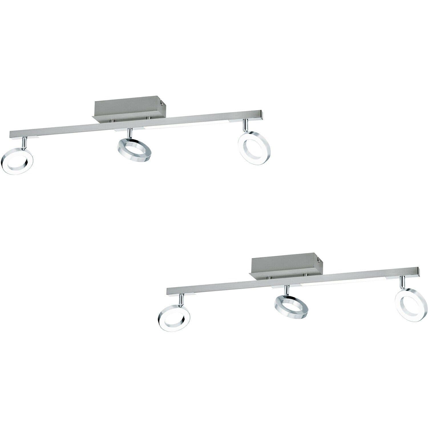 2 PACK Wall Spot Light Aluminium Chrome Shade Satined Plastic LED 3x3.2W 2x3.3W
