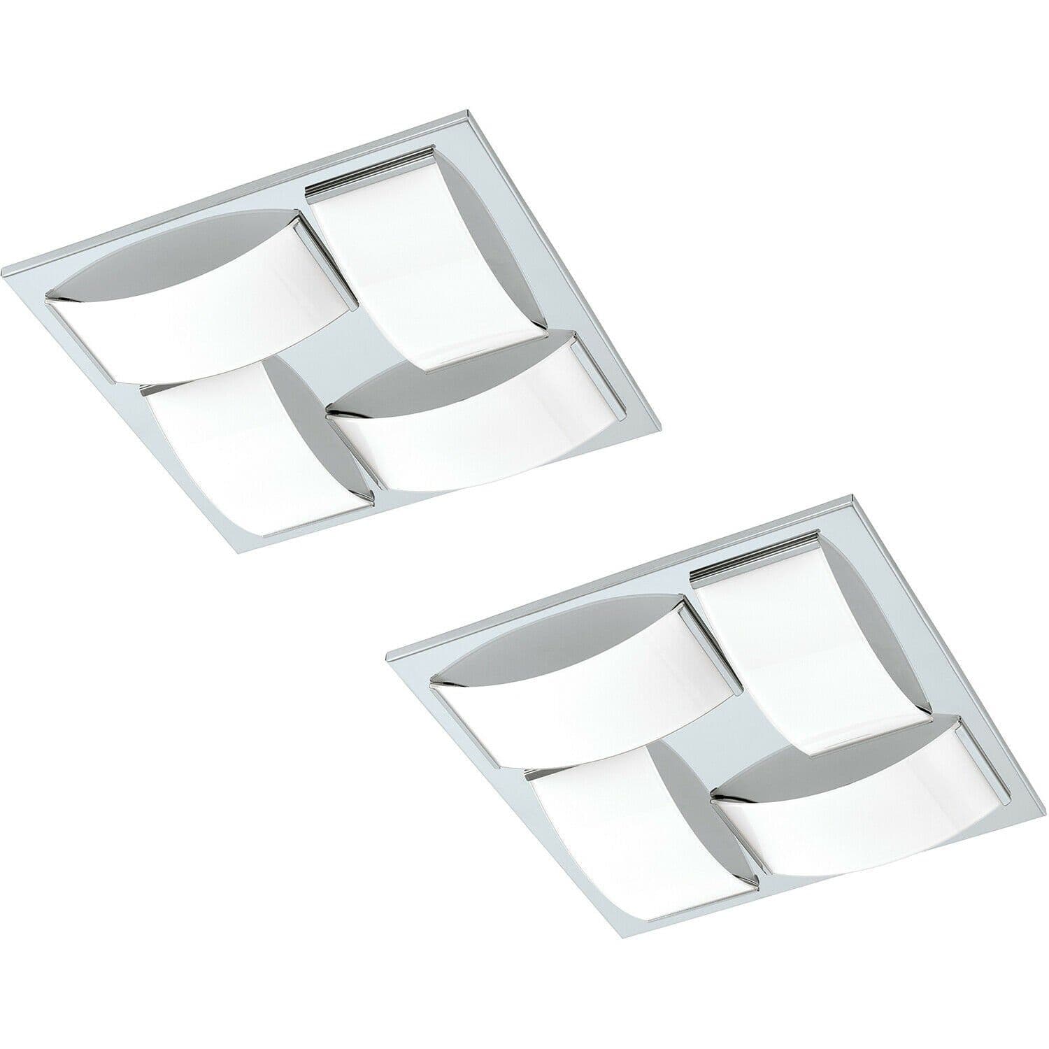 2 PACK Wall Flush Ceiling Light Chrome Shade Glass Painted 4x LED