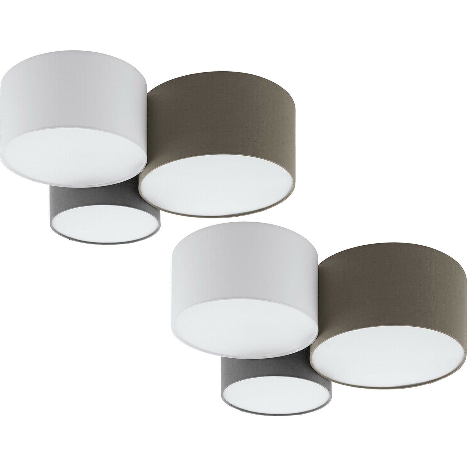 2 PACK Wall Flush Ceiling Light Anthracite Brown Grey Fabric 3x E27