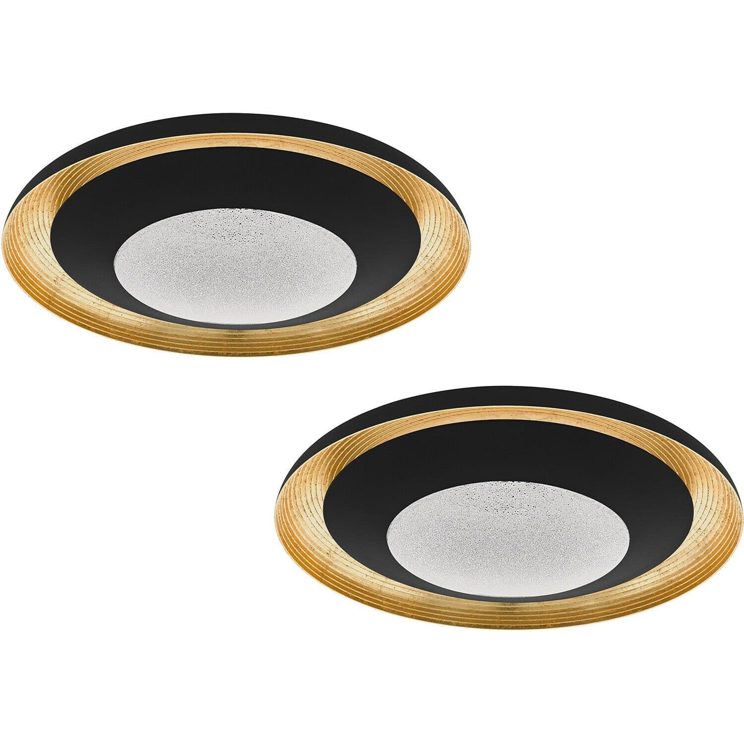 2 PACK Wall Flush Ceiling Light Gold Transparent Plastic & Granille LED