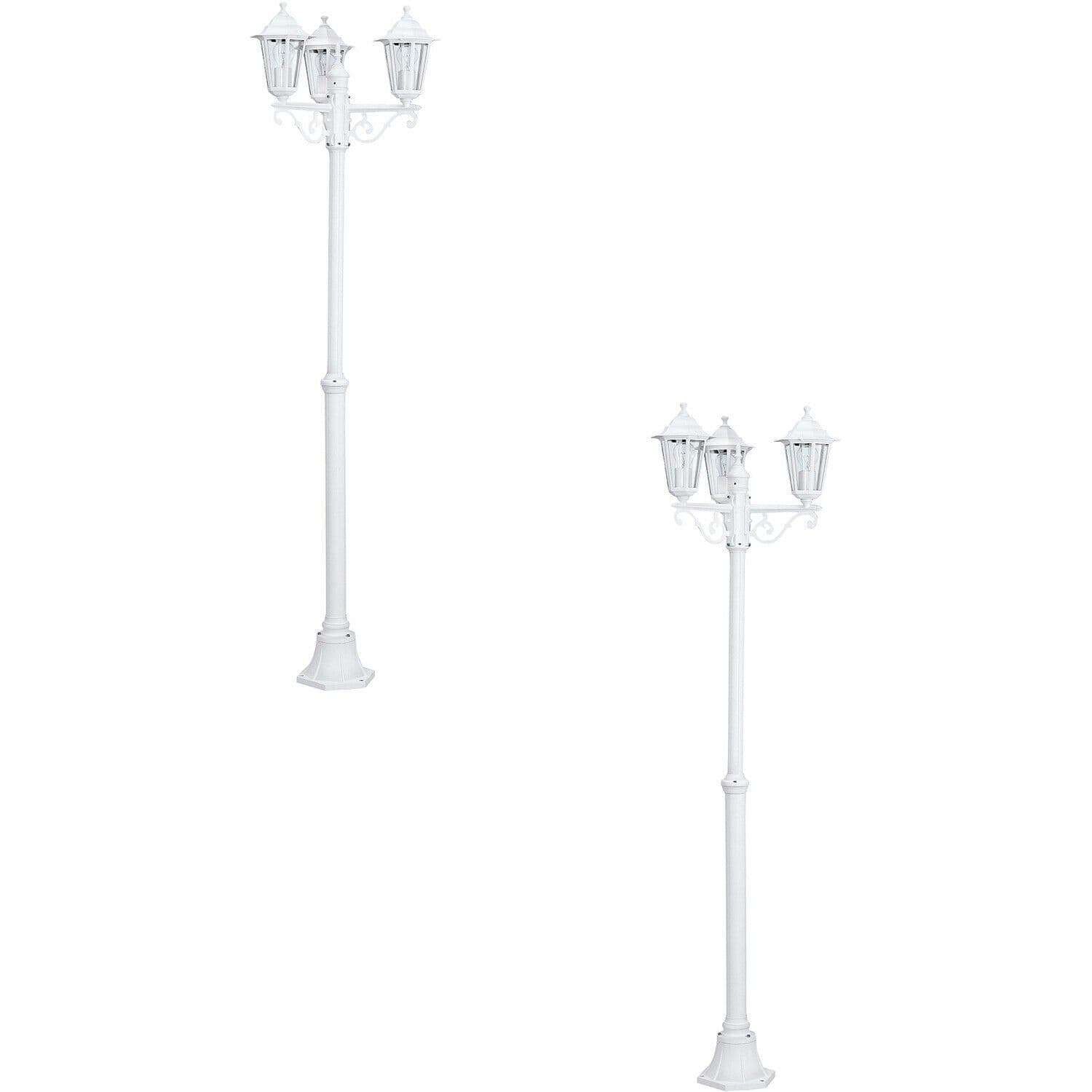 2 PACK IP44 Outdoor Bollard Light Aluminium Lantern 3 Arm E27 Lamp Post