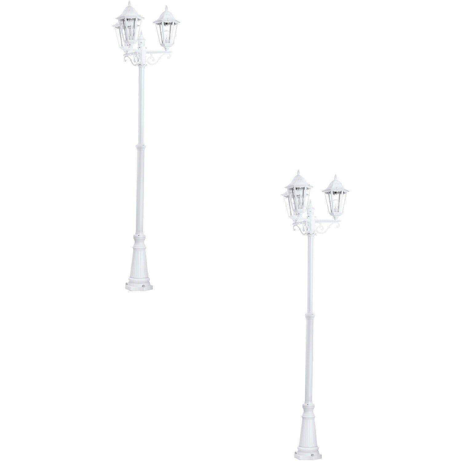 2 PACK IP44 Outdoor Bollard Light White Aluminium Lantern 3 Arm 60W E27 Post