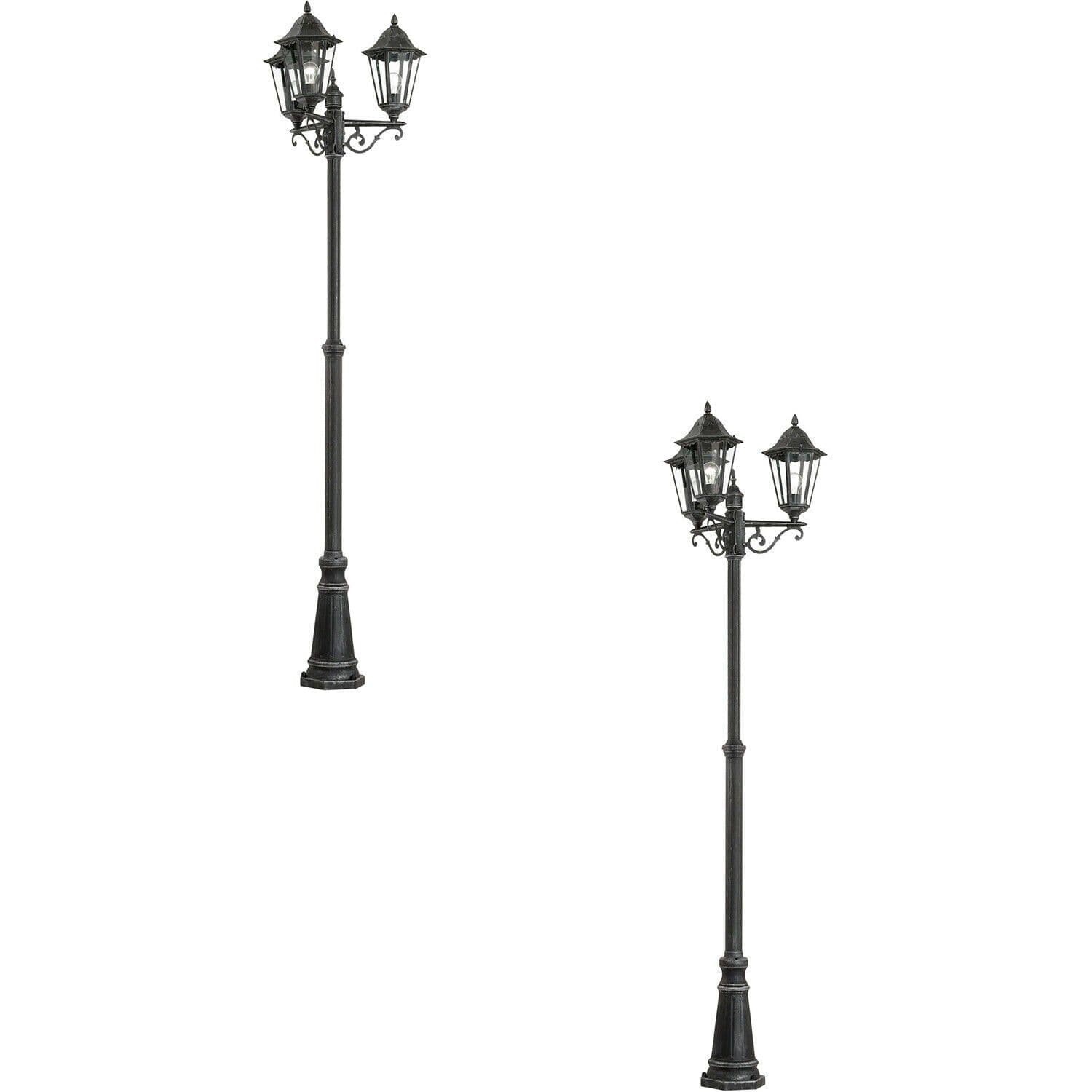 2 PACK IP44 Outdoor Bollard Light & Silver Patina Aluminium 3x 60W E27