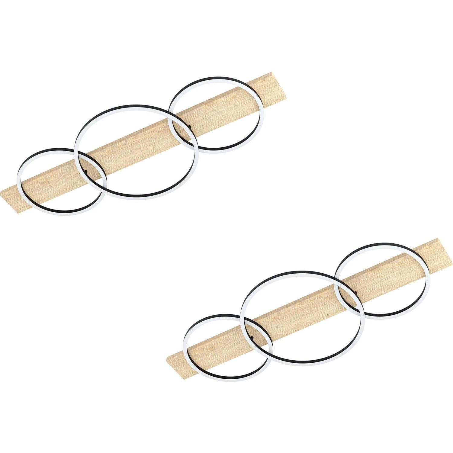 2 PACK Wall Flush Ceiling Light Brown Shade White Plastic LED 2x12W 1x12W