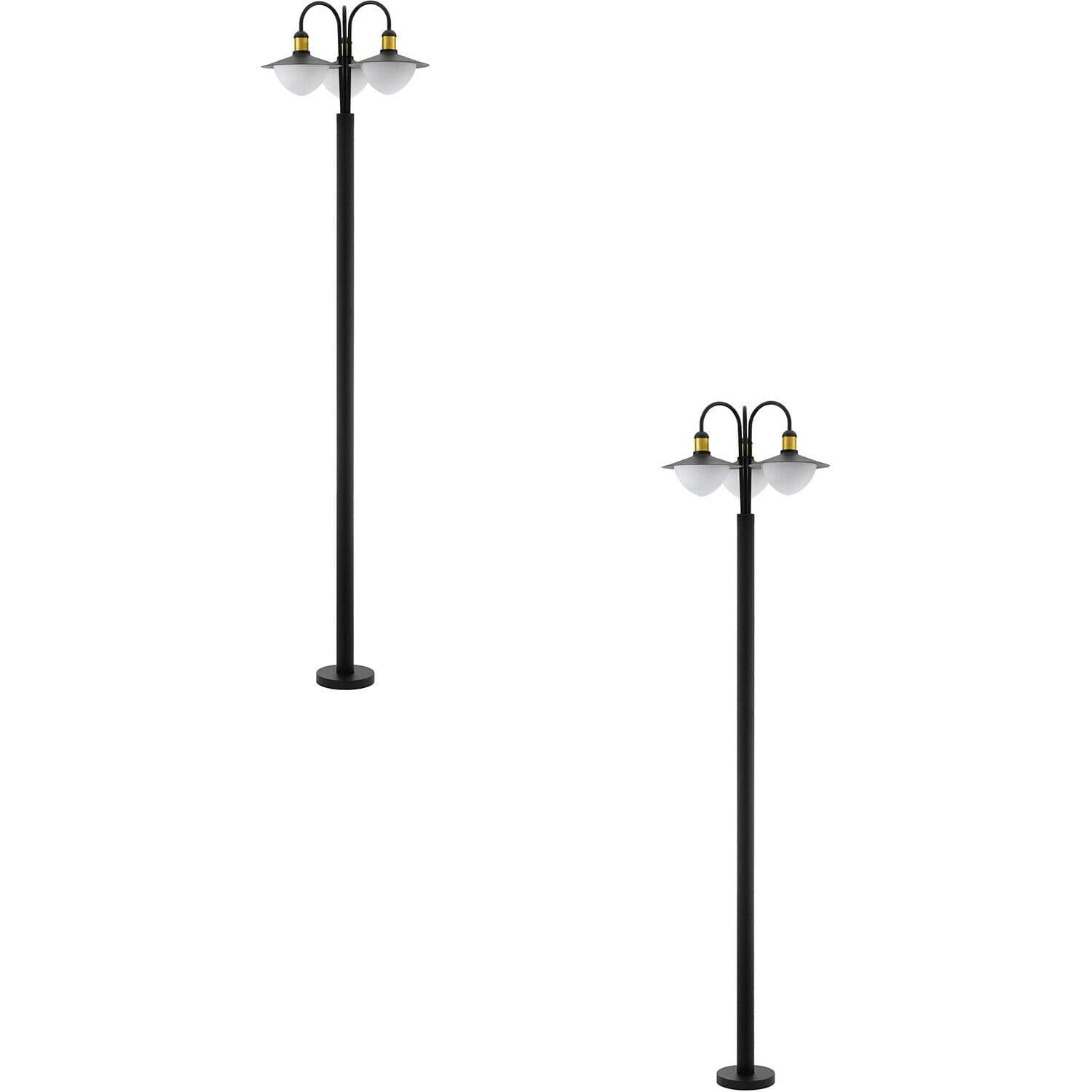 2 PACK IP44 Outdoor Bollard Light & Gold Curved Lamp Post 3x 60W E27