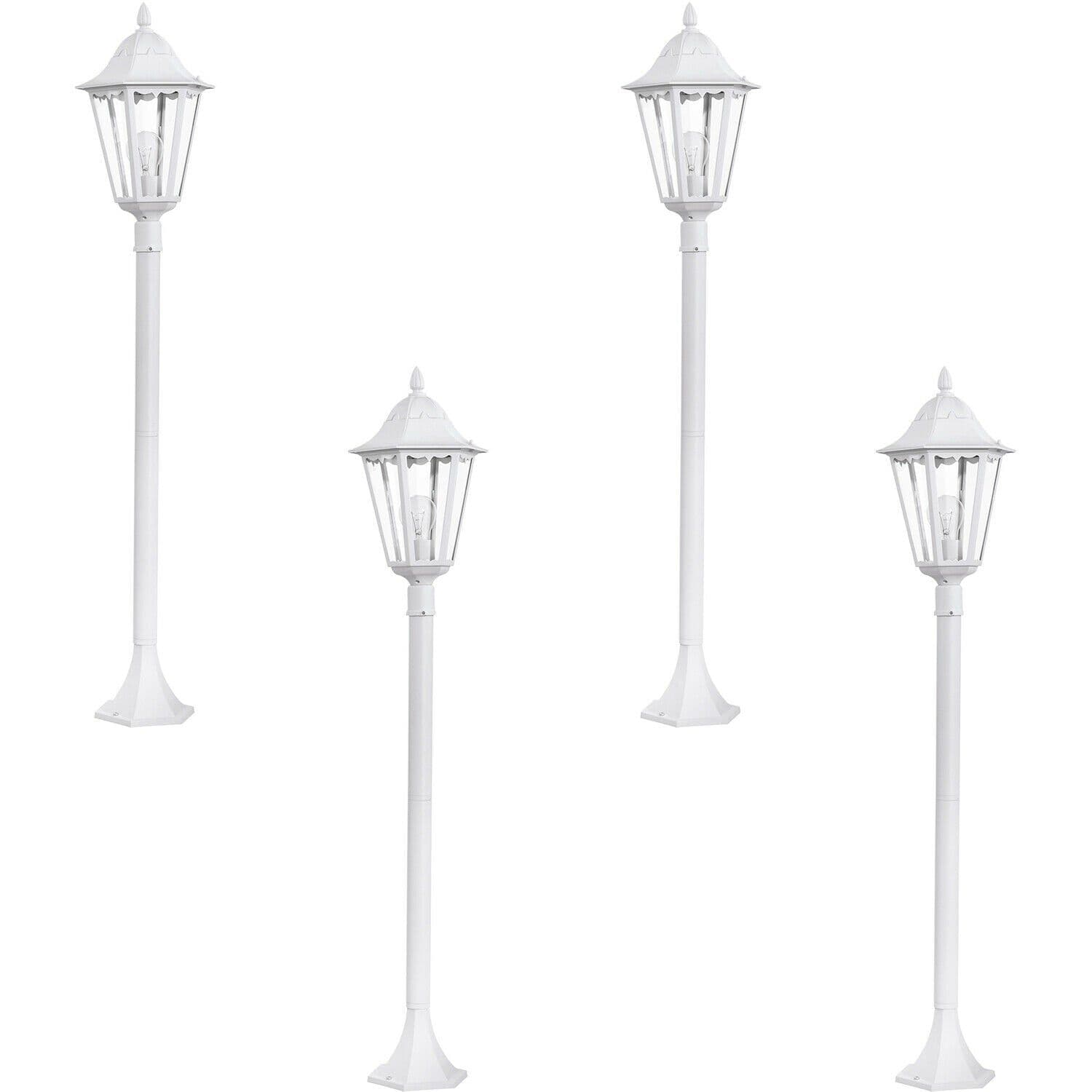 4 PACK IP44 Outdoor Bollard Light Aluminium Lantern 60W E27 Tall Lamp Post