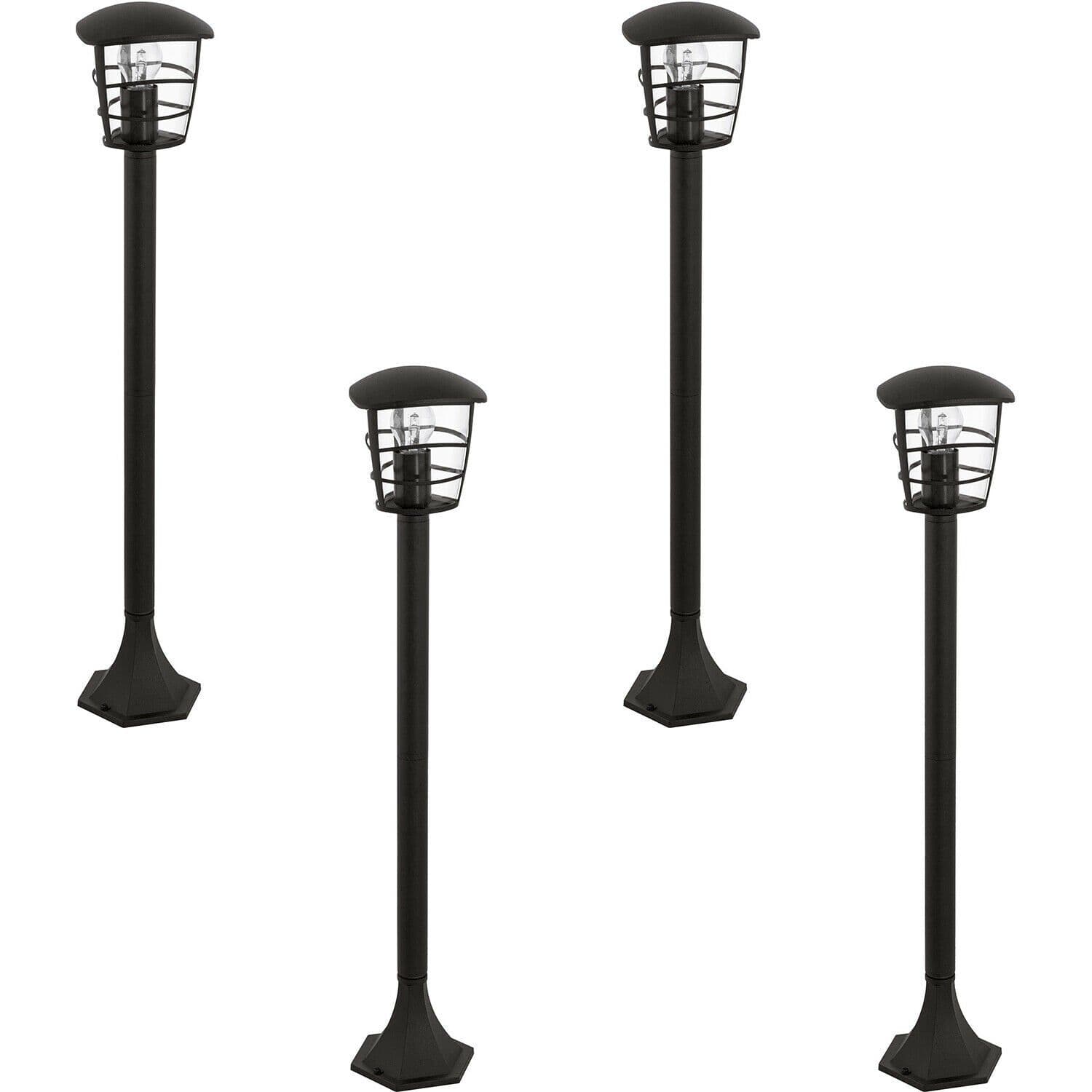 4 PACK IP44 Outdoor Bollard Light Lantern 1x 60W E27 Bulb Lamp Post