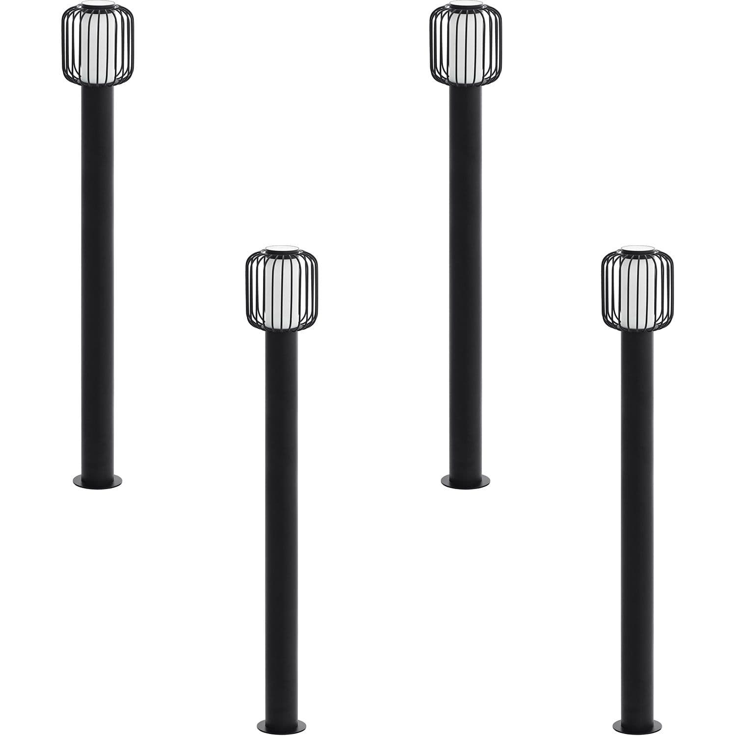 4 PACK IP44 Outdoor Bollard Light Zinc Plated Steel 1x 28W E27 Post