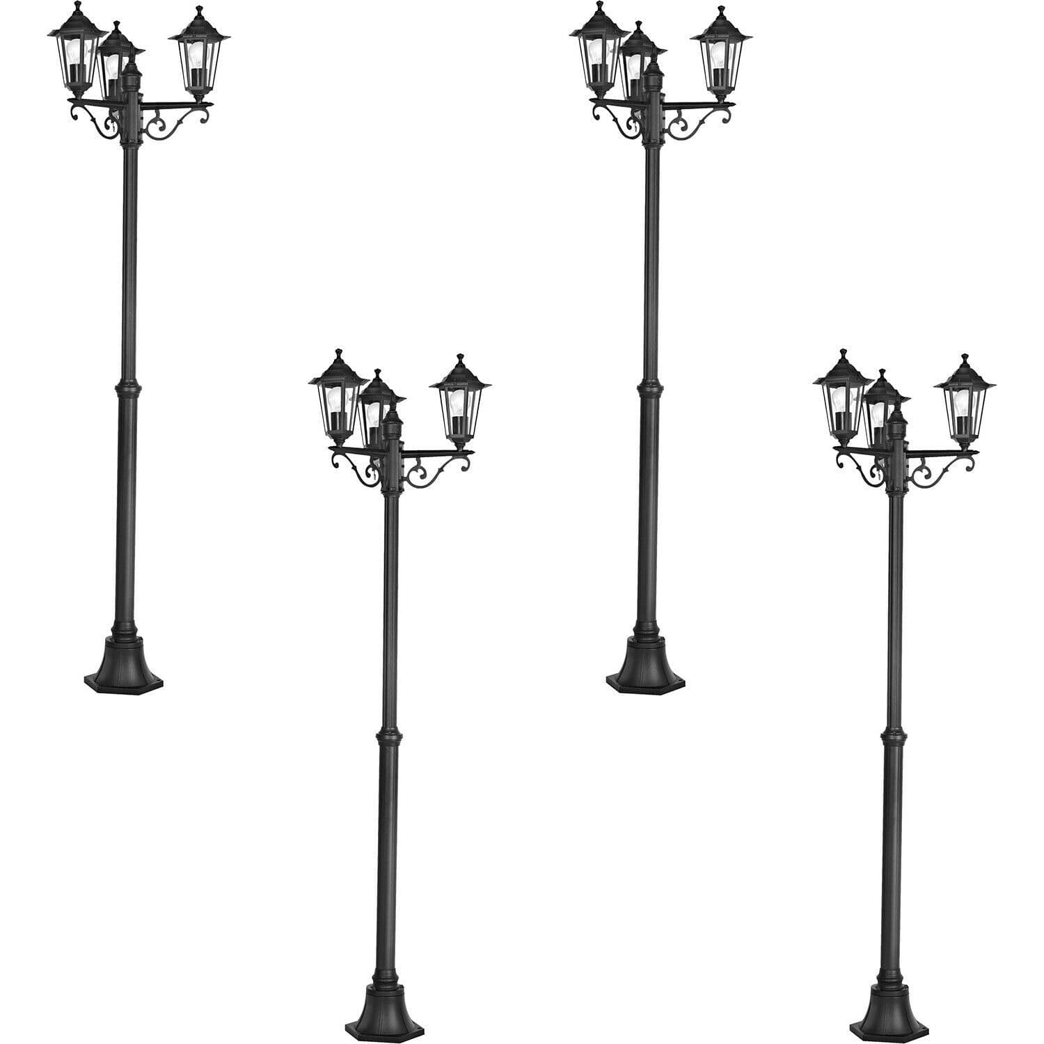 4 PACK IP44 Outdoor Bollard Light Cast Aluminium 3 Arm 60W E27 Post