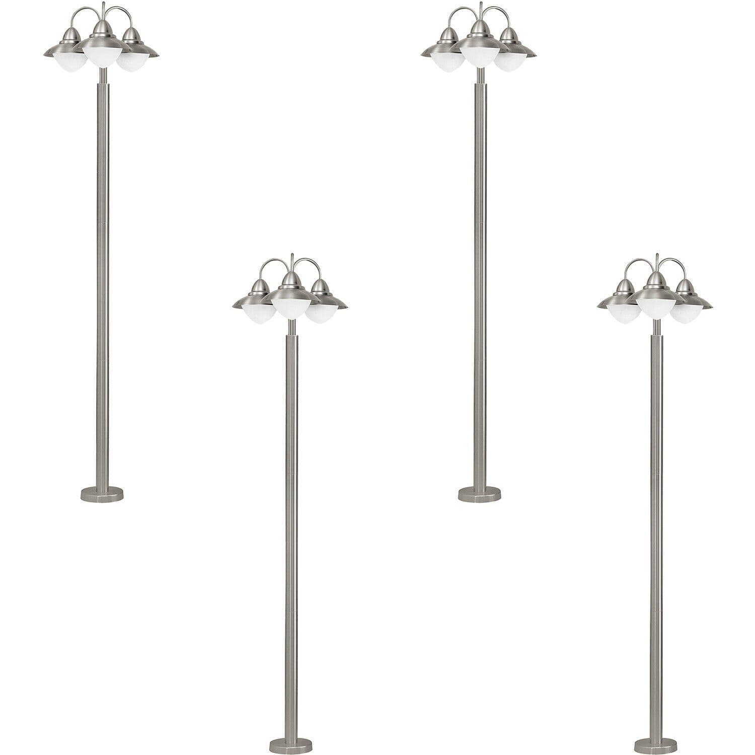 4 PACK IP44 Outdoor Bollard Light Stainless Steel 60W E27 Driveway Lamp Post