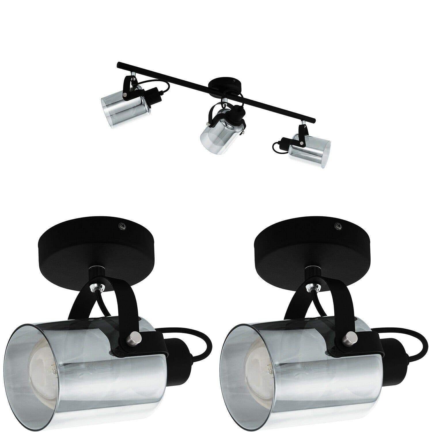 Ceiling Spot Light & 2x Matching Wall Lights & Vaporized Glass Adjustable