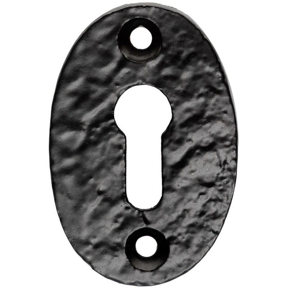 Oval Shaped Escutcheon Lock Profile 49 x 32.5mm Black Antique Keyhole Cover