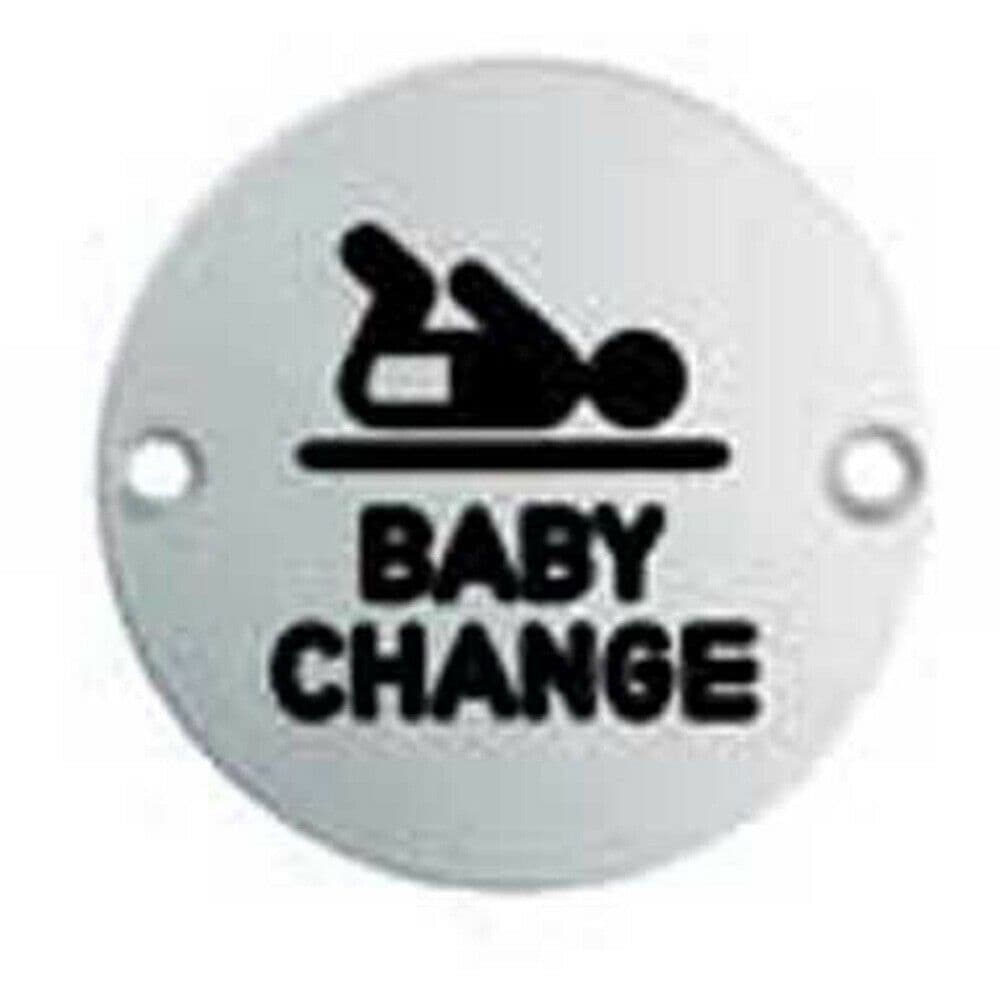 Bathroom Door Change Sign 64mm Fixing Centres 76mm Dia Satin Steel