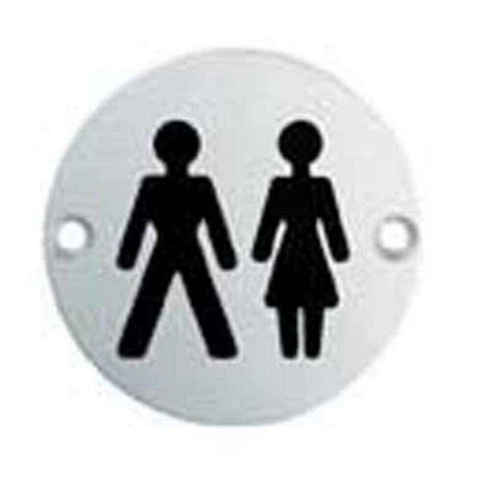 Bathroom Door Symbol Sign 76mm Diameter Satin Anodised Aluminium