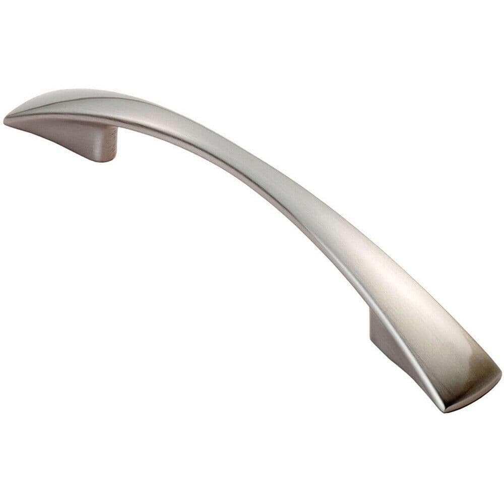 Tapered Pull Handle 138 x 16mm 96mm Fixing Centres Satin Nickel Curved Bow