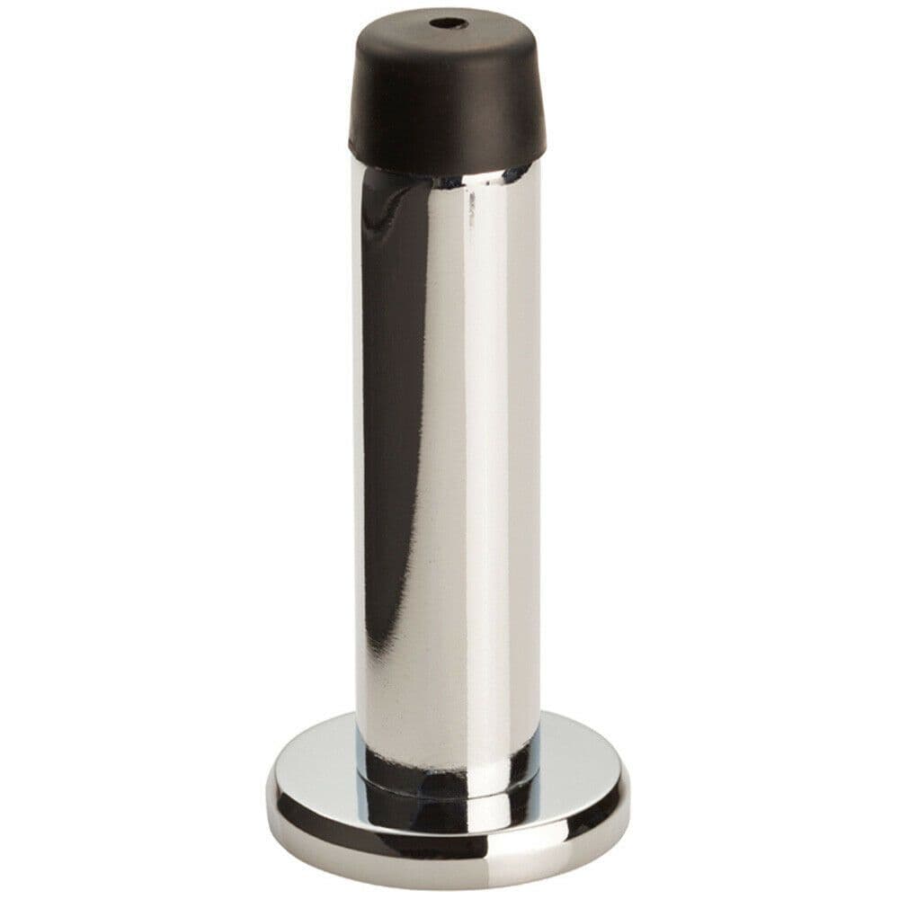 Rubber Tipped Doorstop Cylinder Wall Mounted 71mm Polished Chrome