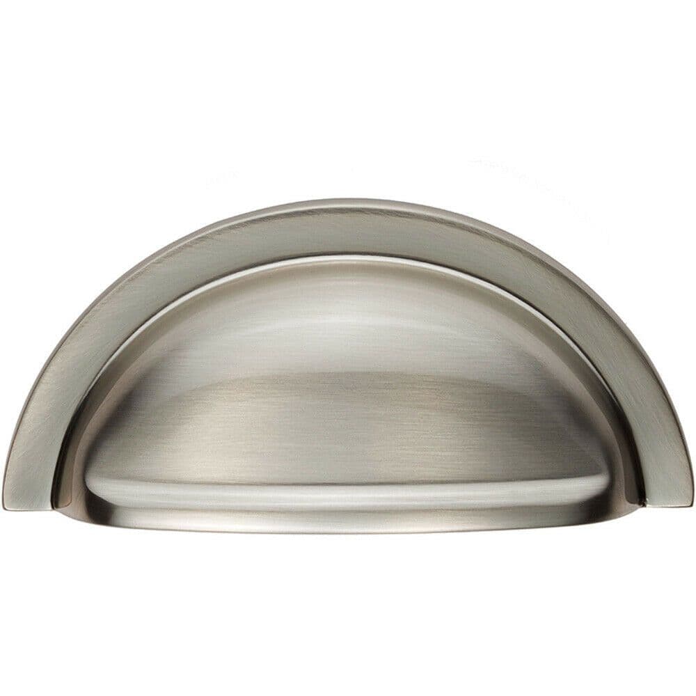 Cabinet Cup Pull Handle 91 x 45mm 76mm Fixing Centres Satin Nickel