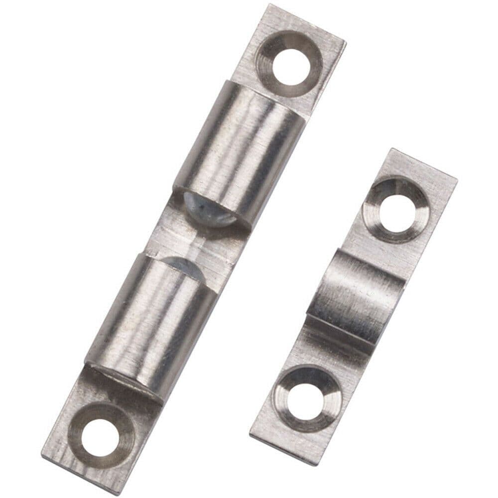 Double Ball Roller Cupboard Catch 50 x 9mm 40mm Fixing Centers Satin Chrome