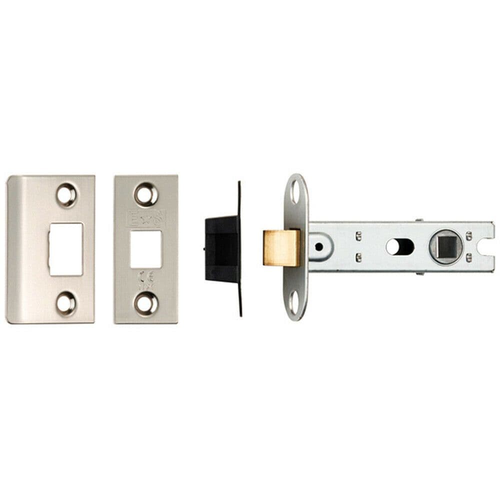 76mm Tubular Mortice Door Latch Bolt Through Square Forends Nickel Plated
