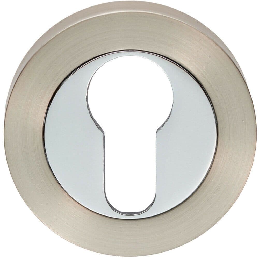 50mm Euro Profile Escutcheon 10mm Depth Concealed Fix Satin Nickel Chrome