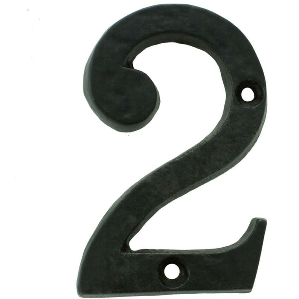 Antique Door Number 2 78mm Height 8mm Depth Iron Face Numeral Plaque