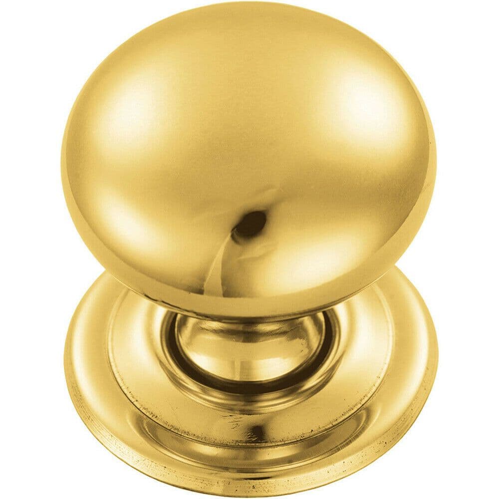 Round Victorian Cupboard Door Knob 32mm Dia Polished Brass Cabinet Handle