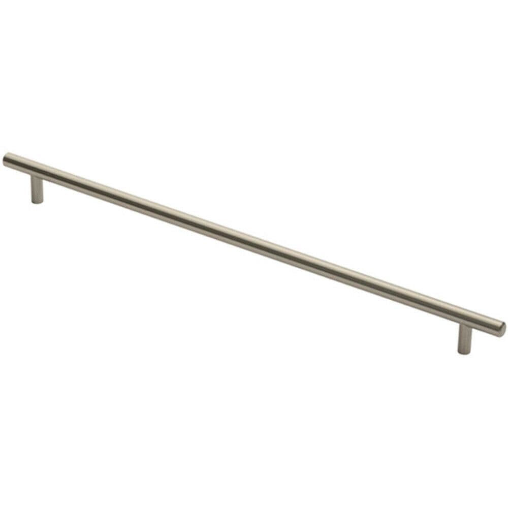 Round T Bar Cabinet Pull Handle 444 x 12mm 384mm Fixing Centres Satin Nickel