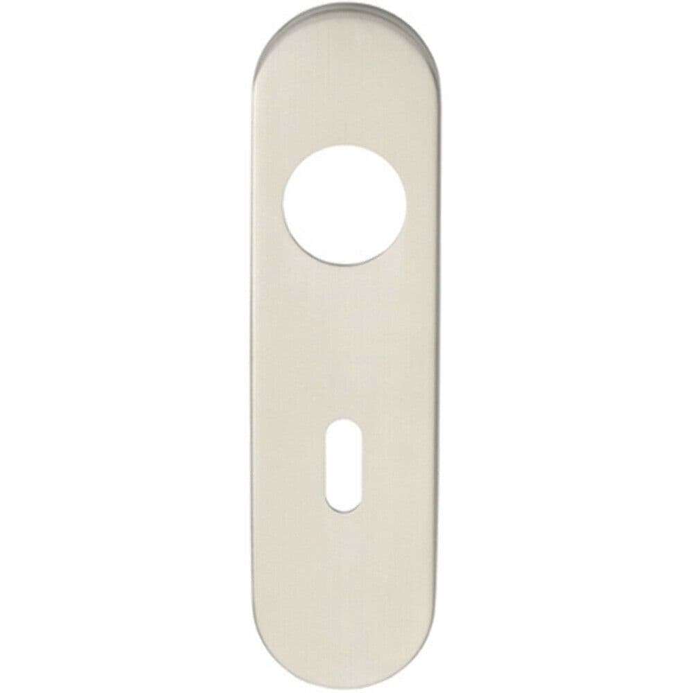PAIR Radius Standard Lock Handle Key Plates 170 x 45 x 8mm Satin Steel