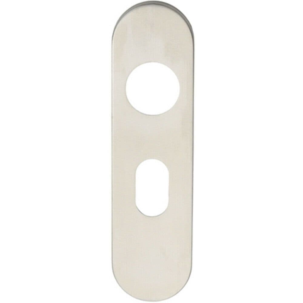 PAIR Radius UK Oval Cylinder Plate Cover 170 x 45 x 8mm Satin Steel