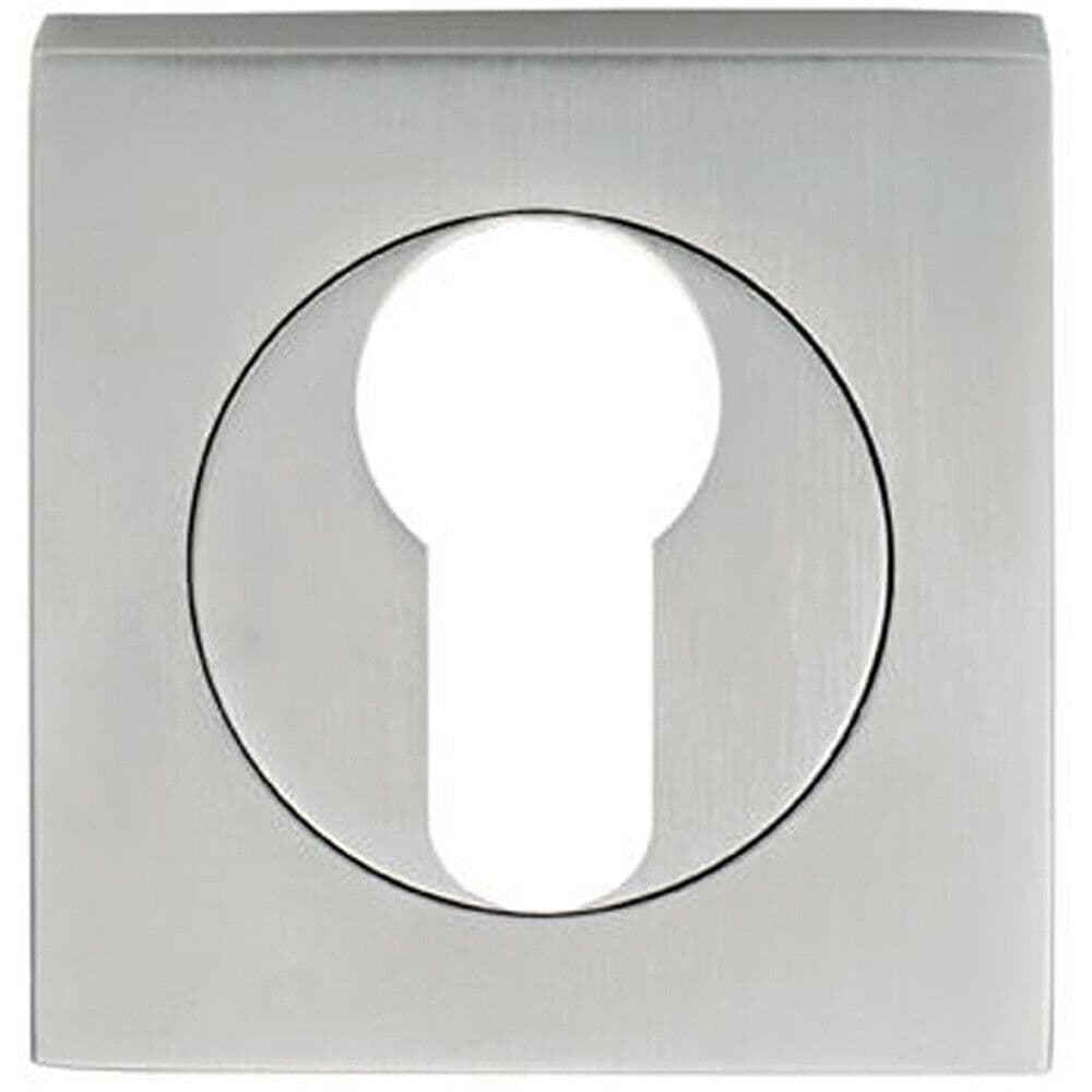 Square Euro Profile Escutcheon 52 x 52mm Concealed Fix Satin Chrome