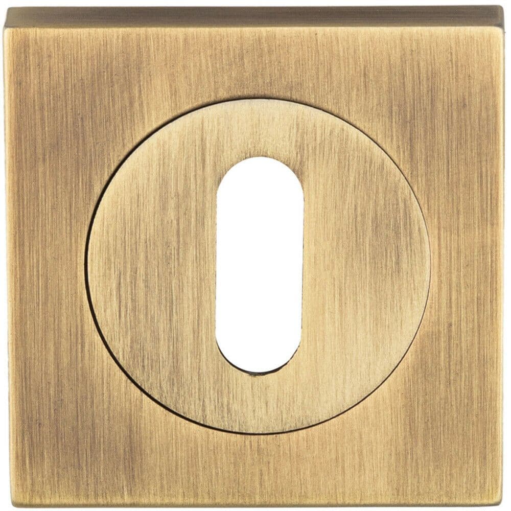 Square Lock Profile Escutcheon 51 x 51mm Concealed Fix Antique Brass