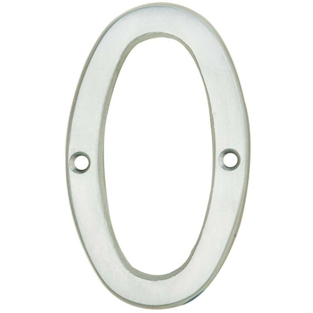 Satin Chrome Door Number 0 75mm Height 4mm Depth House Numeral Plaque