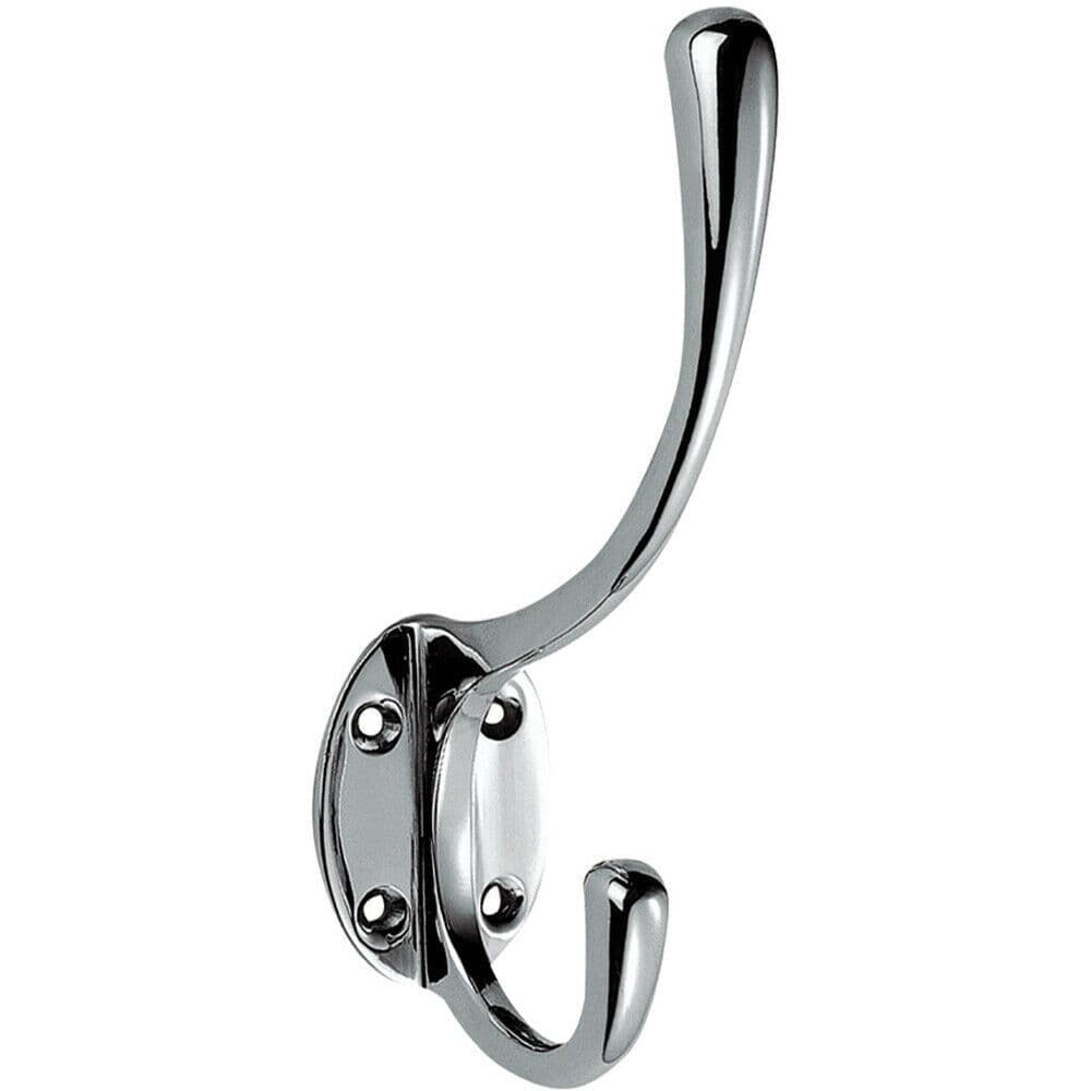 Victorian Hat & Coat Hook on Oval Backplate 64mm Projection Polished Chrome
