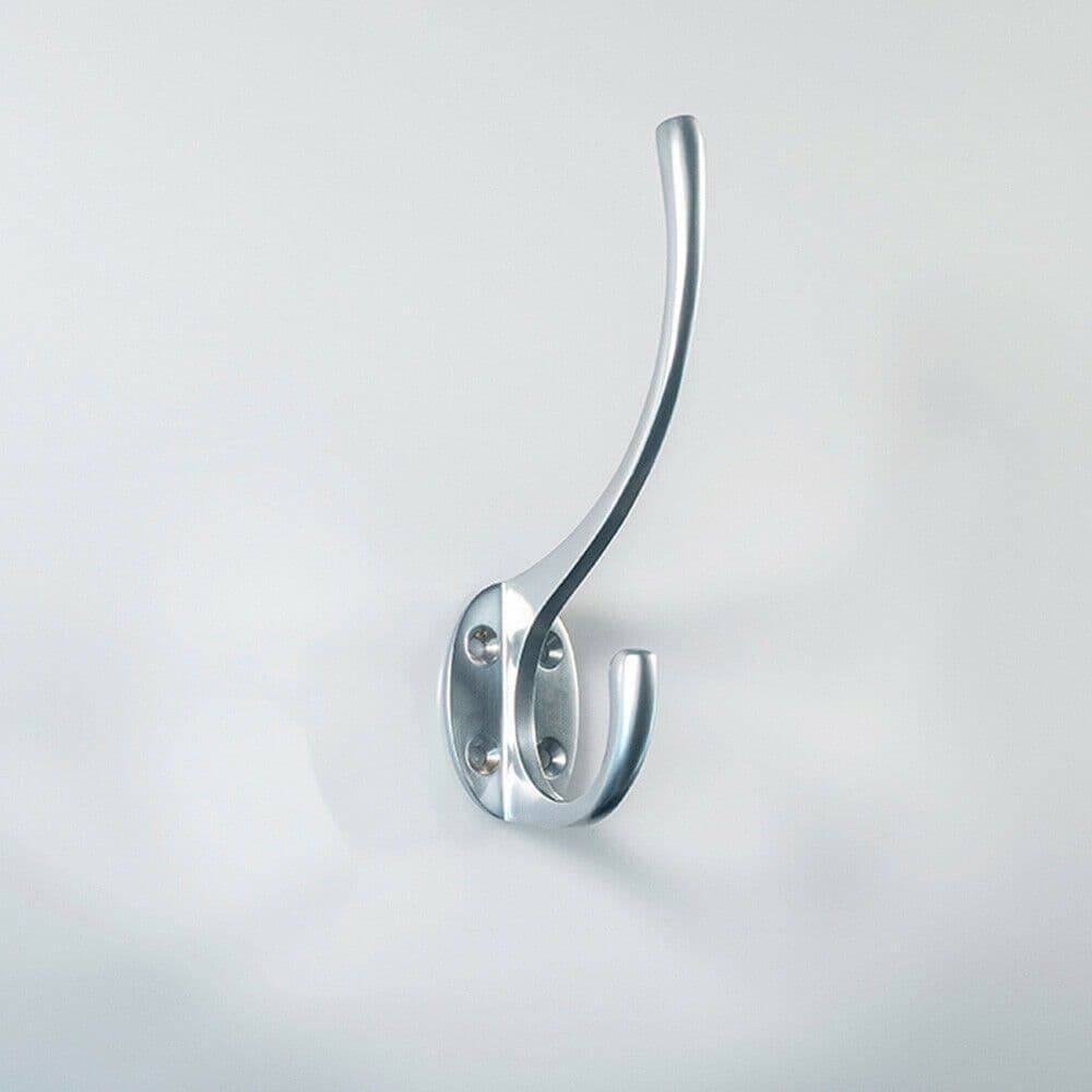Victorian Hat & Coat Hook on Oval Backplate 64mm Projection Satin Chrome