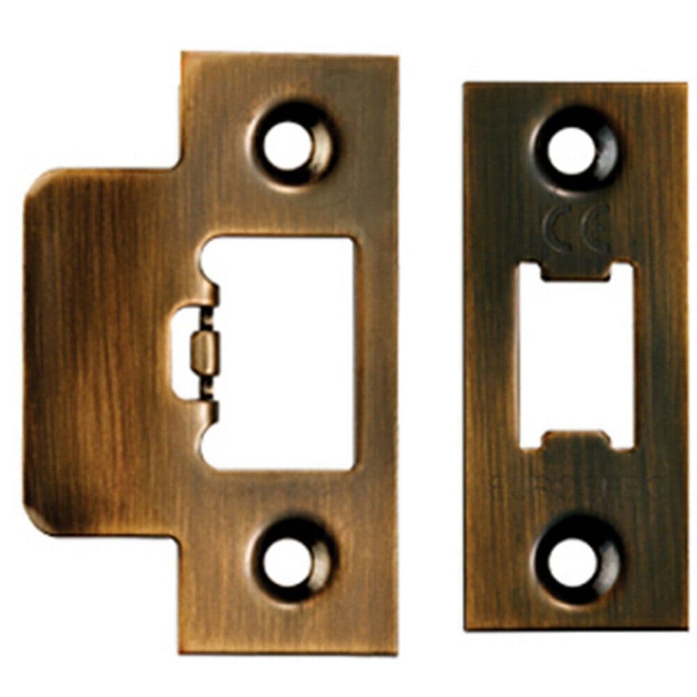 Forend Strike & Fixing Pack Suitable Tubular Latch Antique Brass