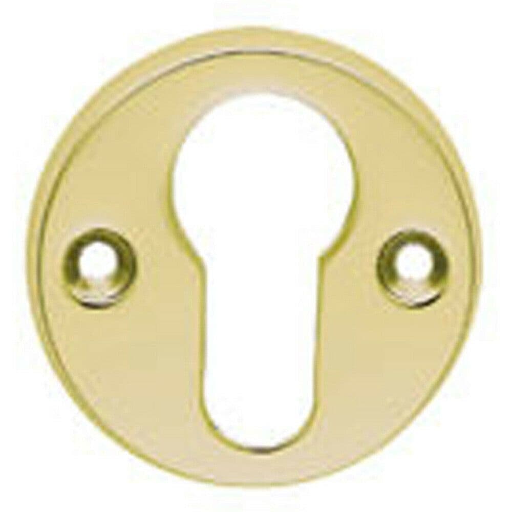 45mm Euro Profile Open Escutcheon 8mm Depth Polished Brass Keyhole Cover
