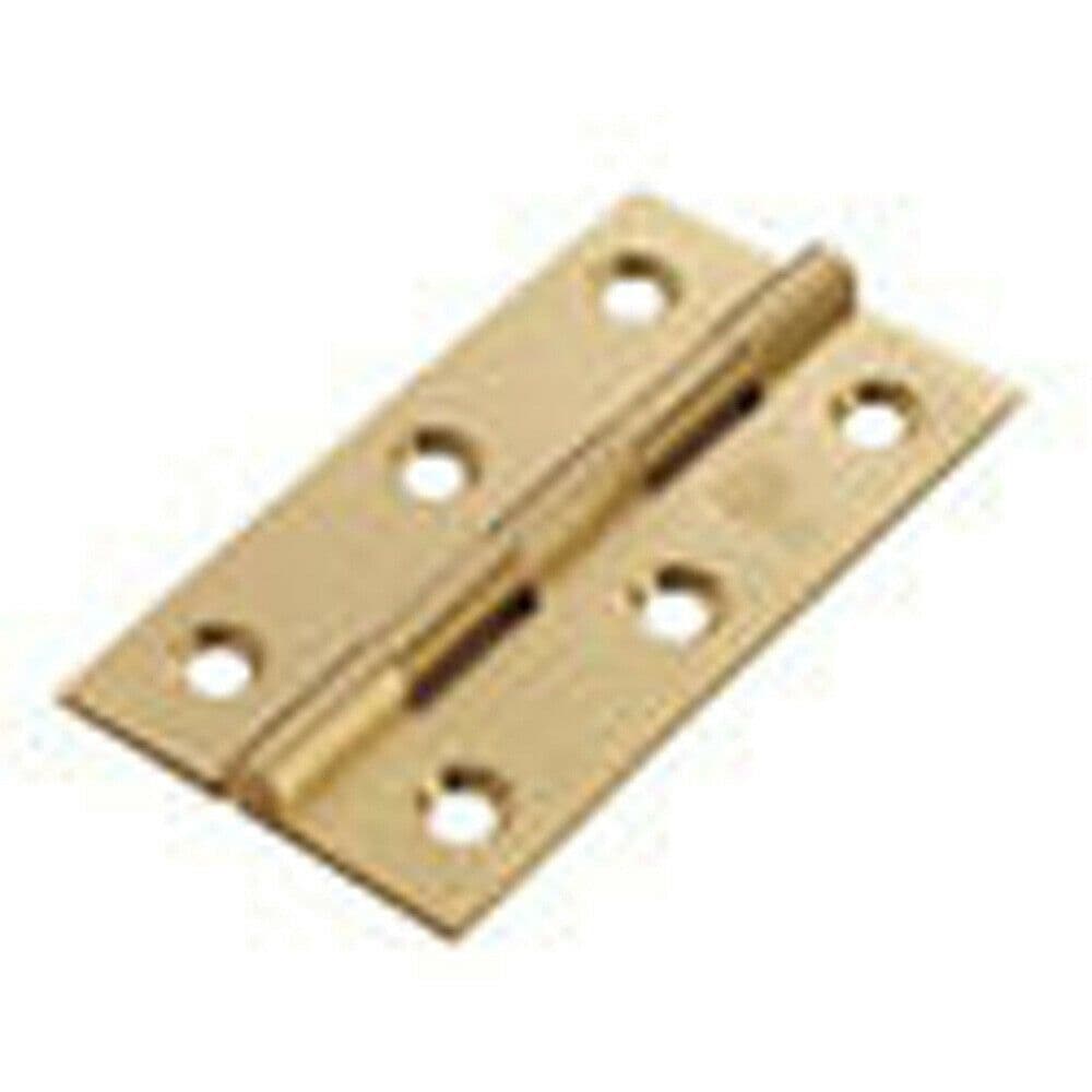 PAIR 76 x 40 x 1.5mm Solid Drawn Brass Butt Hinge Satin Brass Interior Door