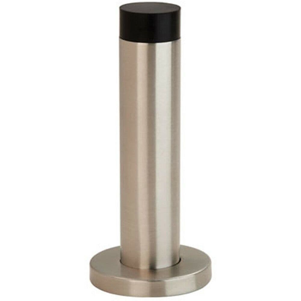 Wall Mounted Doorstop Cylinder on Rubber Tip 102 x 22mm Satin Steel
