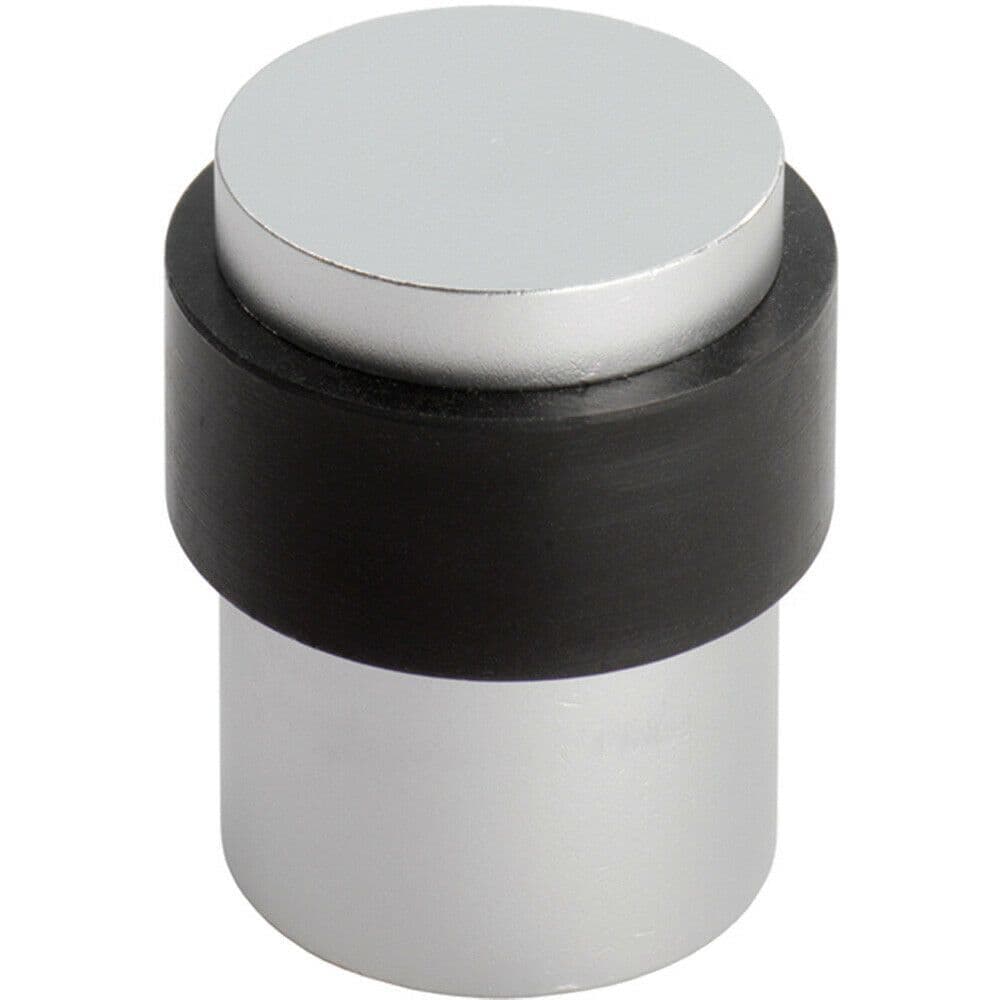 Floor Mounted Pedestal Doorstop Rubber Buffer 35mm Dia Adonised Aluminium