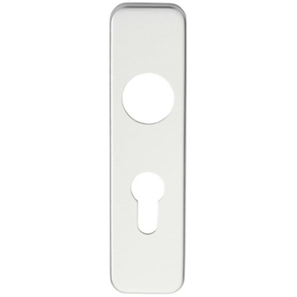 PAIR Door Handle Euro Lock Plate for Safety Levers 154 x 40mm Satin Aluminium