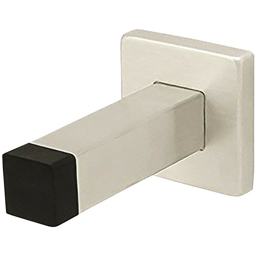Square Wall Mounted Doorstop on Square Rubber Tip 85mm Satin Steel