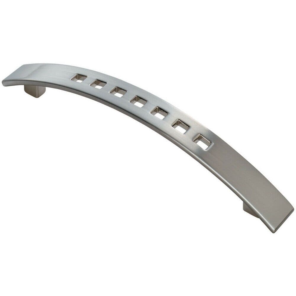 Curved Bow Cabinet Pull Handle 162 x 16mm 128mm Fixing Centres Satin Nickel