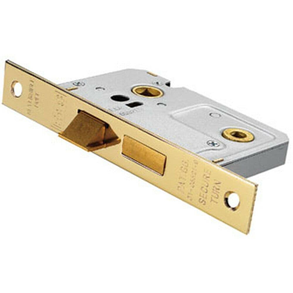 Locking Bathroom Door Sashlock Latch Square Forend 76mm Electro Brassed