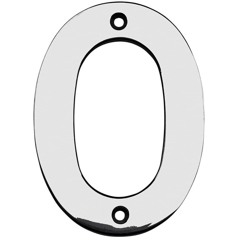 100mm Front Door Numerals 0 82mm Fixing Centres Bright Stainless Steel