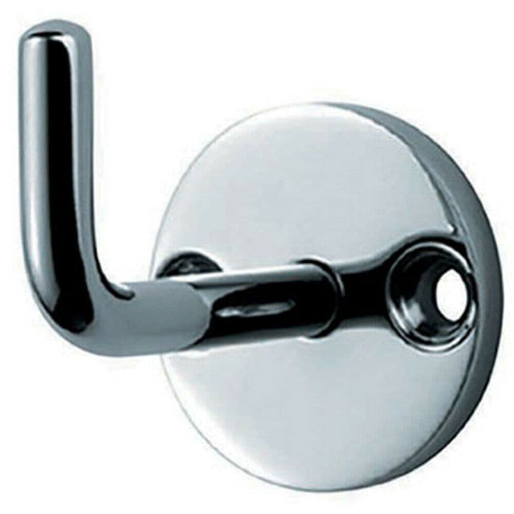 Slimline Coat Hook on Round Rose 45mm Projection Bright Stainless Steel